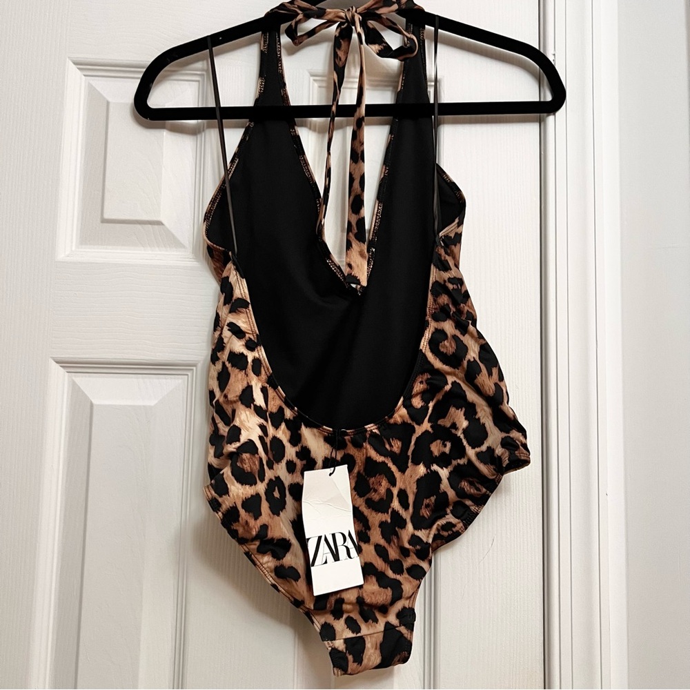 ZARA NWT Animal Print Halter Swimsuit Bathing-suit M - Picture 7 of 7